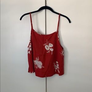 Red floral tank